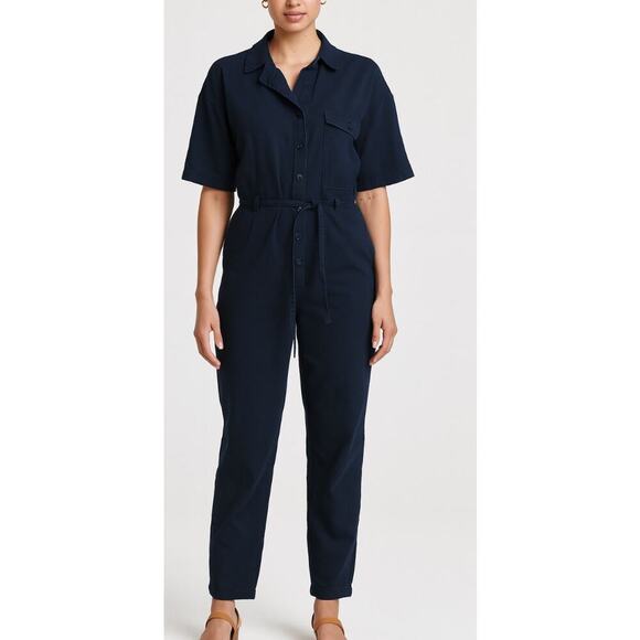 DownEast Jumpsuit romper Navy blue one piece Nautical flight suit SZ LG POCKETS - Picture 1 of 13